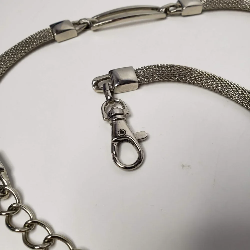 Silver Tone Mesh Metal Skinny Chain Belt‎ OS